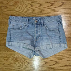 Hollister Cuffed Denim Light Wash Blue Shorts Sz 5